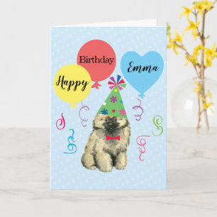 Birthday Party Balloons Keeshond Card