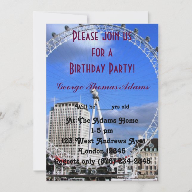 Birthday Party Balloons Pattern London Invitation (Front)