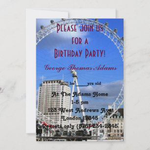 Birthday Party Balloons Pattern London Invitation