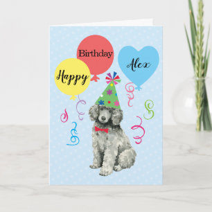 Birthday Party Balloons Poodle Card