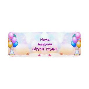 Birthday Party Balloons Return Address Label