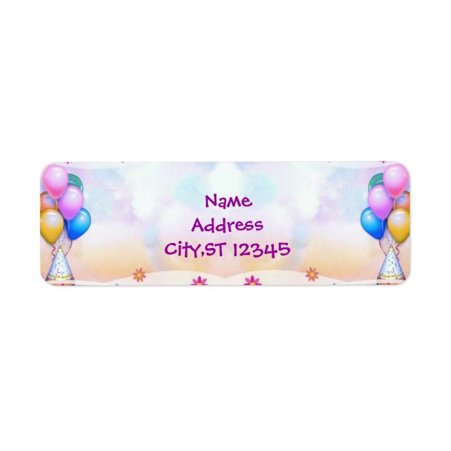 Birthday Party Balloons Return Address Label (Front)