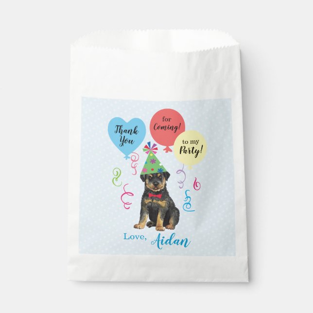 Birthday Party Balloons Rottweiler Favour Bag (Front)