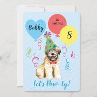 Birthday Party Balloons Wheaten Terrier Invitation