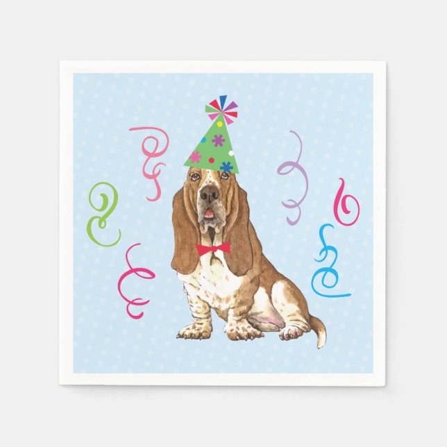 Birthday Party Basset Hound Napkin (Front)