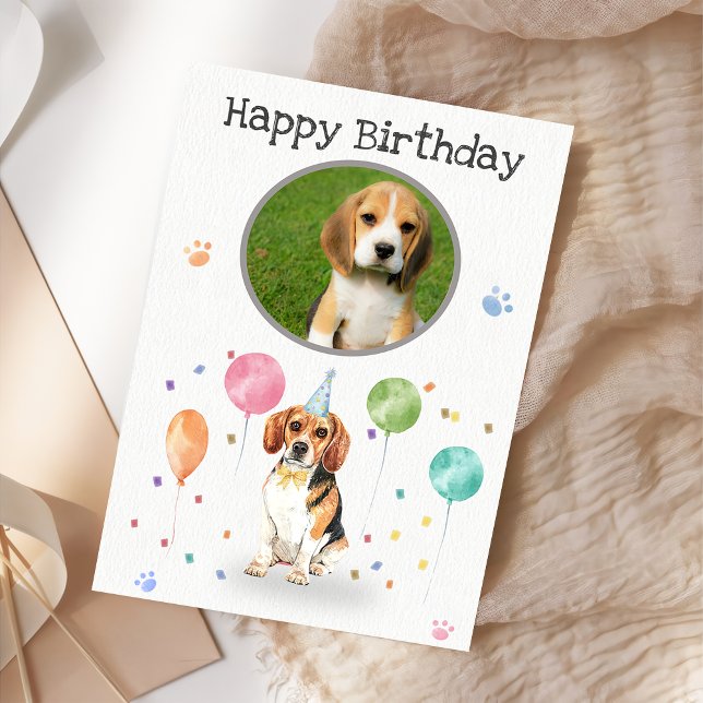 Birthday Party Beagle Lets Dog Animal Card (Creator Uploaded)