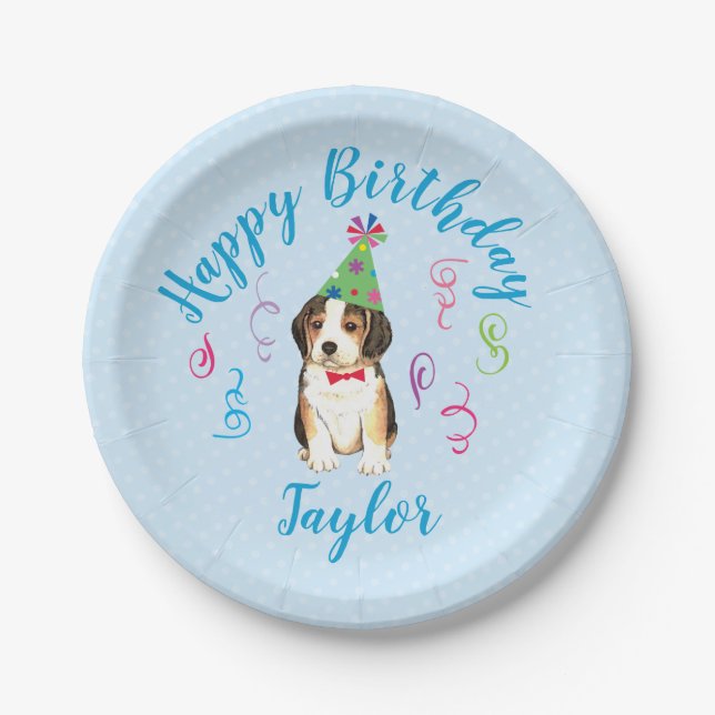 Birthday Party Beagle Paper Plate (Front)