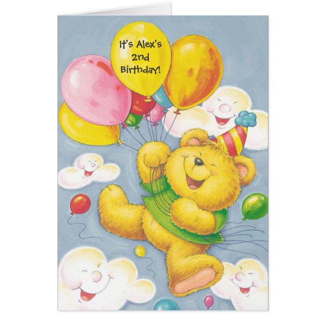 Birthday party bear customisable invitations (Front)