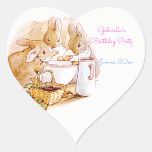 Birthday Party Beatrix Potter, Custom Heart Sticker