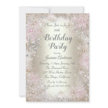 Birthday Party Beige gold Pink Winter Wonderland