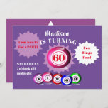 Birthday Party Bingo Theme Fun Invitation<br><div class="desc">Just the thing for anyone who is a bingo fanatic this fun birthday party invitation with colourful bingo balls spelling out the word "BINGO".  Shown here as a milestone birthday age of 60 but feel free to change to any age. Great is your having a bingo bash!</div>