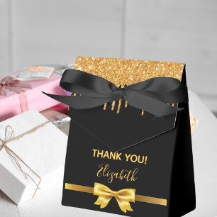 Birthday party black bow thank you favour box