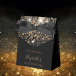 Birthday Party black glitter gold thank you  Favour Box<br><div class="desc">Elegant,  classic,  glamourous and girly for a 21st (or any age) birthday party favours.  A black background,  decorated with golden glitter.  Personalise and add a name and age 21.</div>