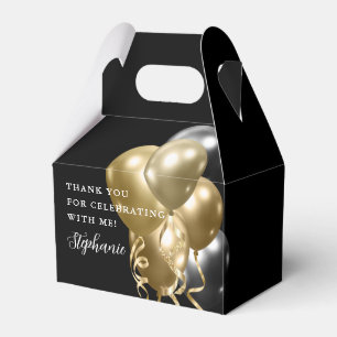 Birthday Party Black Gold Elegant Balloons Favour Box