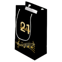 Birthday party black gold music notes monogram