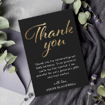 Birthday Party Black & Gold Thank You Card<br><div class="desc">Birthday Party Black & Gold Thank You</div>
