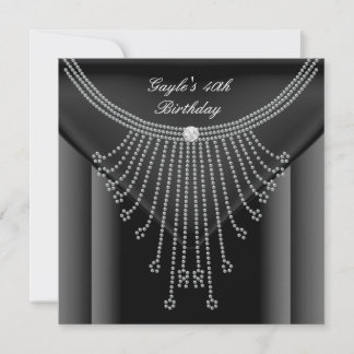 Birthday Party Black Necklace Jewel Diamond Invitation