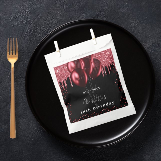 Birthday party black red glitter balloons favour bag (Creator Uploaded)