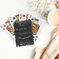 Birthday party black silver glitter dust name