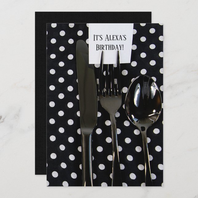 Birthday Party-black silverware Invitation (Front/Back)