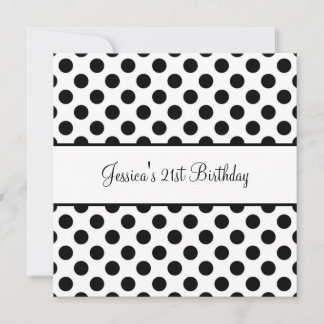 Birthday Party Black & White Spots Invitation