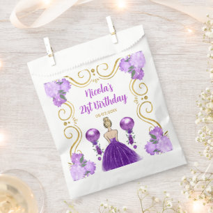 Birthday Party Blonde Princess in Purple Favour Bag