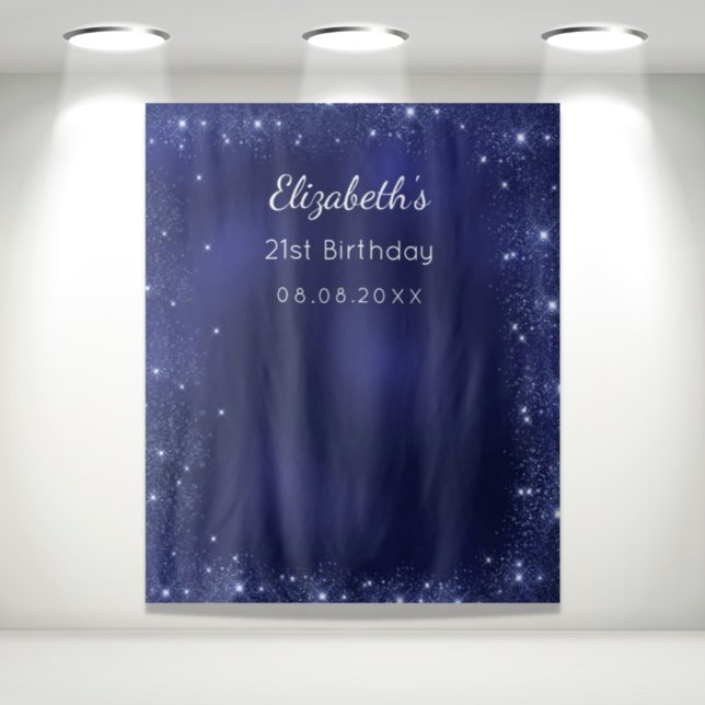 Birthday party blue glitter dust photo backdrop tapestry (Creator Uploaded)