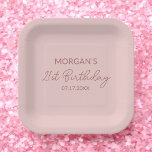 Birthday Party Blush Pink Cute Name Paper Plate<br><div class="desc">Make your birthday celebration extra special with our Birthday Party Blush Pink Cute Name Paper Plates. Featuring a soft blush pink background and a customisable name in an adorable font, these plates add a personal touch to any party. Crafted from durable, high-quality paper, they are perfect for serving all your...</div>
