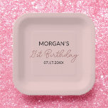 Birthday Party Blush Pink Cute Name Paper Plate<br><div class="desc">Make your birthday celebration extra special with our Birthday Party Blush Pink Cute Name Paper Plates. Featuring a soft blush pink background and a customisable name in an adorable font, these plates add a personal touch to any party. Crafted from durable, high-quality paper, they are perfect for serving all your...</div>