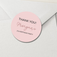 Birthday Party Blush Pink Cute Thank You