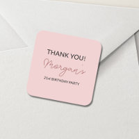 Birthday Party Blush Pink Cute Thank You