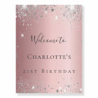 Birthday party blush pink silver glitter welcome