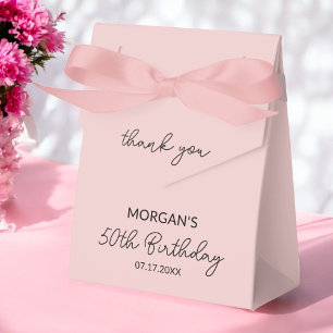 Birthday Party Blush Pink Thank You Name Favour Box