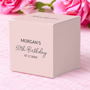 Birthday Party Blush Pink Thank You Name Favour Box