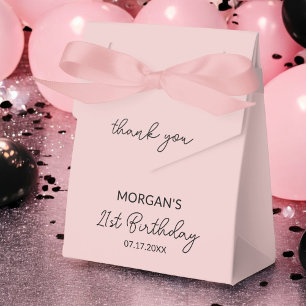 Birthday Party Blush Pink Thank You Name Favour Box