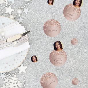 Birthday party blush rose gold photo confetti
