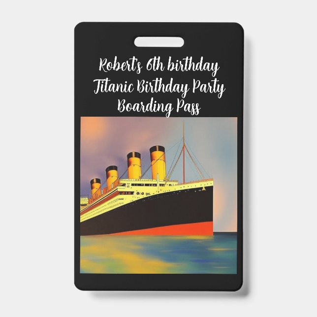 Birthday Party Boarding Pass ID Badge (Front)