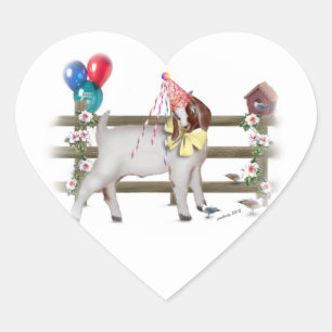 Birthday Party Boer Goat Kid Heart Sticker