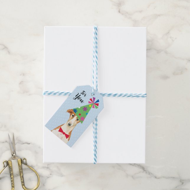 Birthday Party Borzoi Gift Tags (With Twine)