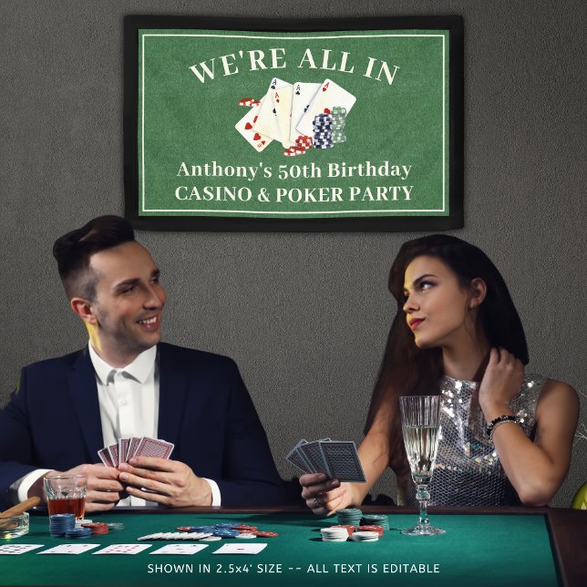 Birthday Party Casino Poker Vegas Personalised Banner (Creator Uploaded)