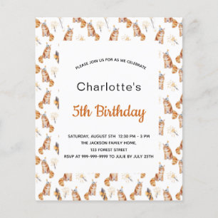 Birthday party cats white golden girl budget flyer
