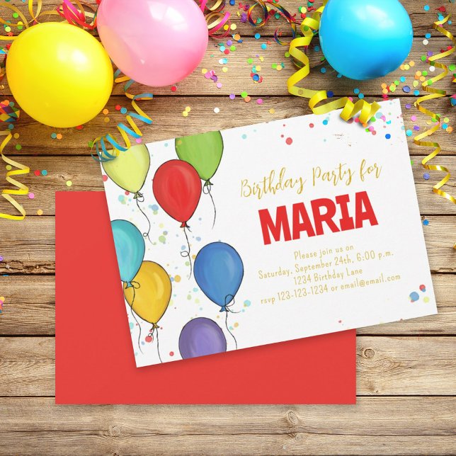 Birthday Party Celebration Balloons Fun Confetti  Invitation (Creator Uploaded)
