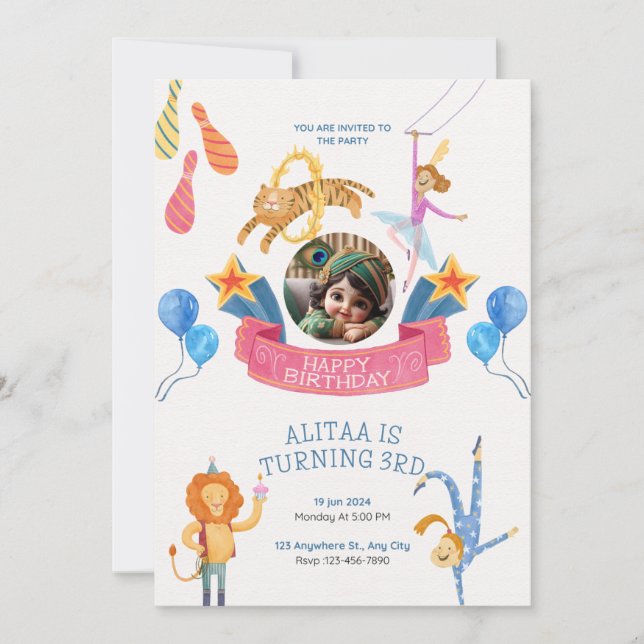 birthday party celebration  invitation (Front)