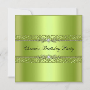 Birthday Party Chartreuse Black Diamond Invitation