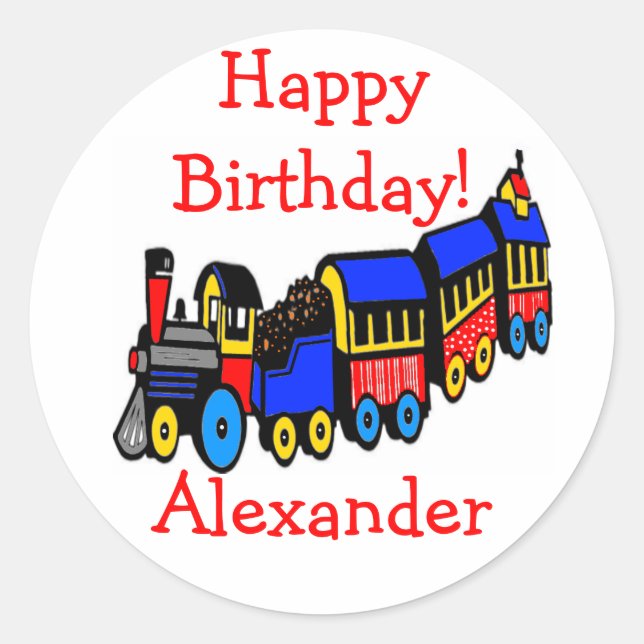 Birthday Party | Choo-Choo Train Classic Round Sticker (Front)