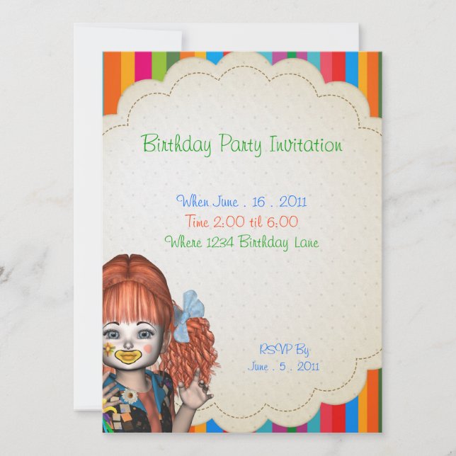 Birthday Party Clown Kids Invitation (Front)