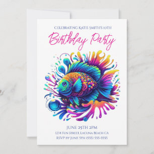 Birthday Party- Colourful Fish  Invitation
