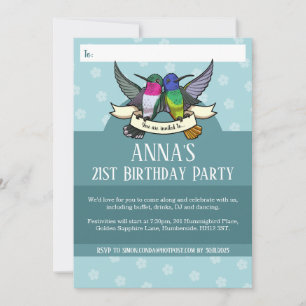 Birthday Party Colourful Hummingbirds Invitation