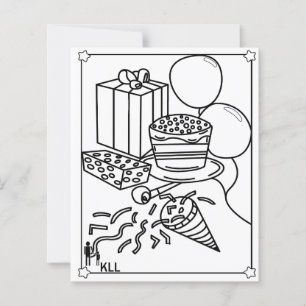 birthday party colouring pages