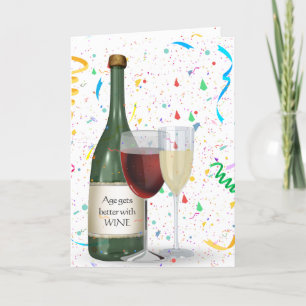 Birthday Party Confetti and Wine Bottle Card